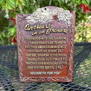 Vintage Decorative Plaque with Poem and Floral Design